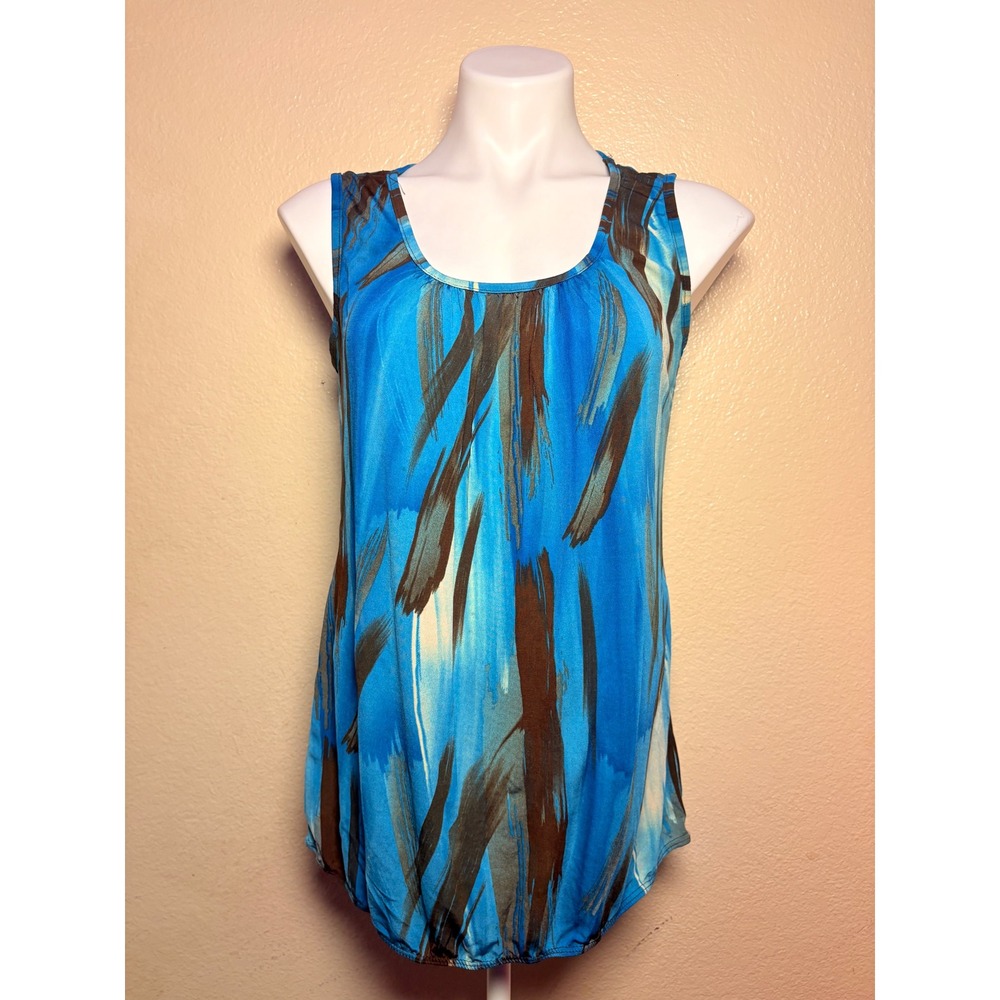 Y2K Agenda Abstract Brushstroke Sleeveless Bubble Hem Tank Top Blouse #11
